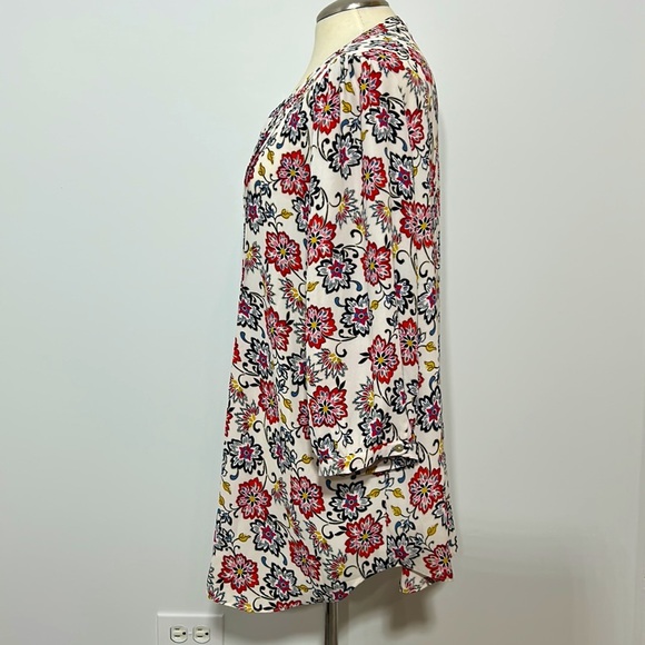 Rose & Olive by Anthropology V-Neck 3/4 Sleeve Floral Blouse Size 1X - Picture 2 of 9